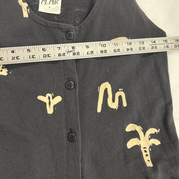 Vtg M Mac Sleeveless Jumpsuit Romper Black Gold Novelty Print Giraffe Palm Tree - Picture 5 of 9